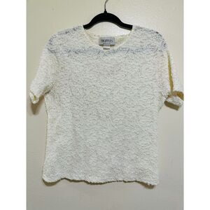 Truffles Women's Stretchy Textured Short Sleeve Top Size L